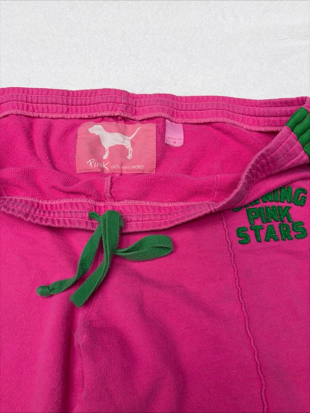 Victoria's Secret PINK Hot Pink Track Joggers with Green Drawstring